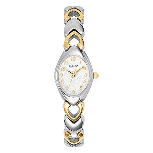 BULOVA LADIES' CLASSIC TWO-TONE STAINLESS 3-HAND QUARTZ, WHITE, 98V02 - Like New