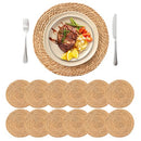 13.8'' Round Woven Placemats Set of 12 Boho Rattan Chargers - X004AVIO27 - Brand New
