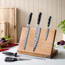 HENCKELS COMPASS DAMASCUS 6-PC MAGNETIC EASEL DAMASCUS KNIFE SET - SILVER - Like New