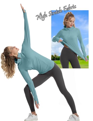 FKEEP WOMEN'S LONG SLEEVE ATHLETIC JACKETS UPF 50+ THUMB HOLES LAKE BLUE S - Brand New