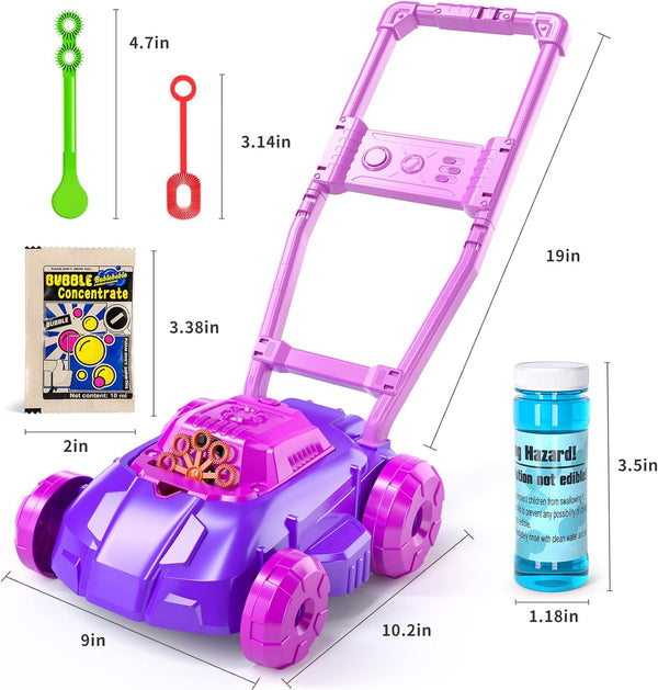 TEMI Pink and Purple Bubble Lawn Mower - Blue Like New