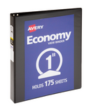 AVERY ECONOMY VIEW 3 RING BINDER, 1 INCH ROUND RINGS, BLACK, 1 BINDER - BLACK - Brand New