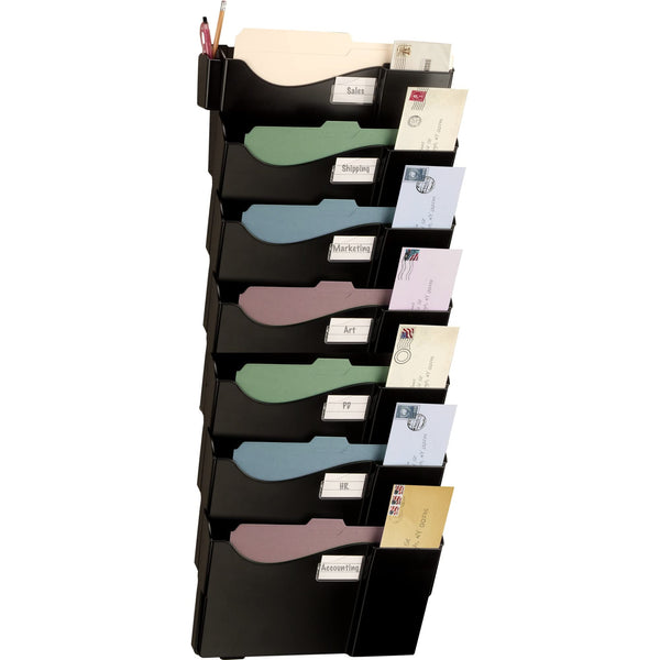 OFFICE DEPOT WALL 7 POCKETS, LETTER SIZE/LEGAL SIZE, 10726 - BLACK - Like New