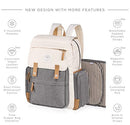 Huggleboo Diaper Backpack Waterproof Canvas Baby BagWipes Pocket - Beige/Grey - Brand New