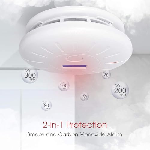 LECOOLIFE 3 Pack 10 Year Battery Smoke Carbon Monoxide Detector GS528A - WHITE Like New