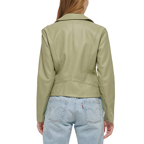 LW1RU538 LEVI'S WOMEN'S VEGAN LEATHER 538 MOTO JACKET WOMEN XL GREEN/CHARCOAL - Brand New