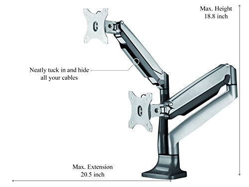 TechOrbits Universal Desk Mount for Dual Monitor - Fits Two 13-30" Monitors - Like New