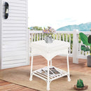 Outdoor White Wicker End Table - Brand New