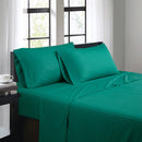 BIBB HOME 1500 SERIES DAMASK STRIPE 4 PIECE SHEET SET, KING SIZE - LIGHT TEAL - Like New