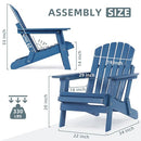 Wood-Natrl Oversized Wooden Folding Adirondack Chair Blue - Like New