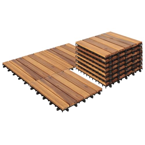 YANGMING INTERLOCKING DECK TILES 10PCS WATERPROOF SOILD WOOD - - Scratch & Dent