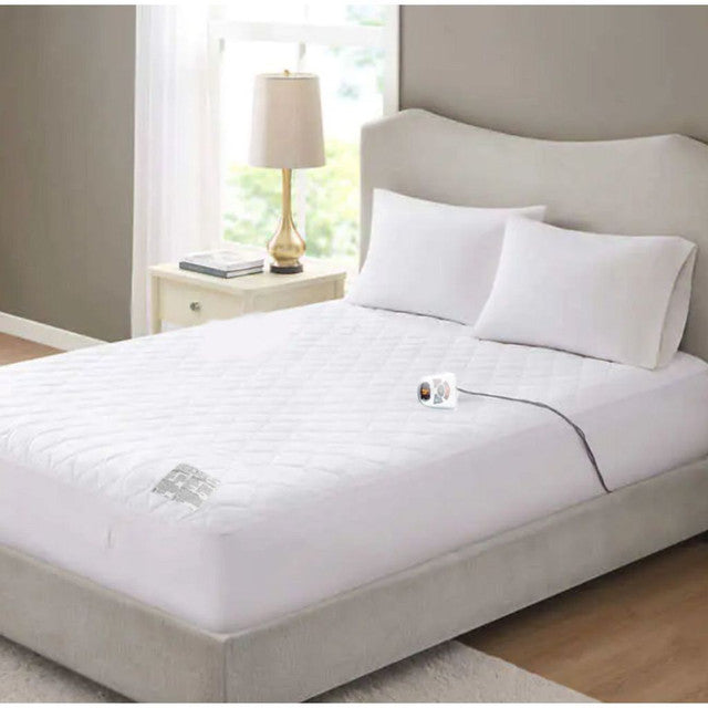 HOME REFLECTIONS QUILTED HEATED MATTRESS PAD INCLUDES 1 REMOTES TWIN - WHITE - Like New