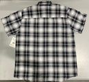 BLACK HORSE MEN'S S/S WOVEN PLAID SHIRT - BLACK AND WHITE MENS SMALL - Brand New