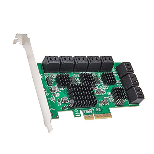 SYBA 16 PORT SATA III PCIE 3.0 X4 NON-RAID EXPANSION CARD QUAD ASM1064 - GREEN Like New