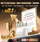 KING LUCKY CLIP-ON EARBUDS GEN 3 OPEN-EAR WIRELESS BLUETOOTH 6.0 - PEARL WHITE - Like New