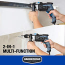 HAMMERHEAD 7.5AMP 1/2" VARIABLE SPEED HAMMER DRILL 6PCS BIT - BLACK/BLUE - Like New