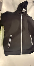 BLU ROCK WOMEN'S RELAXED FIT FAUX CLASSIC TECH FULL ZIP HOODIE - SMALL - BLACK - Brand New