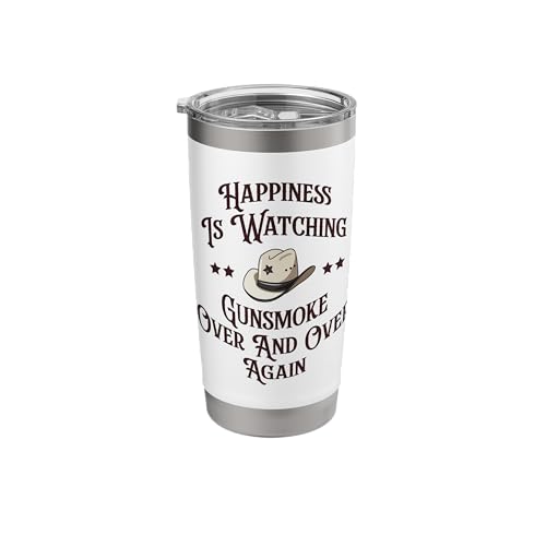 HAPPINESS IS WATCHING GUNSMOKE OVER COWBOY STAINLESS STEEL INSULATED TUMBLER - Like New