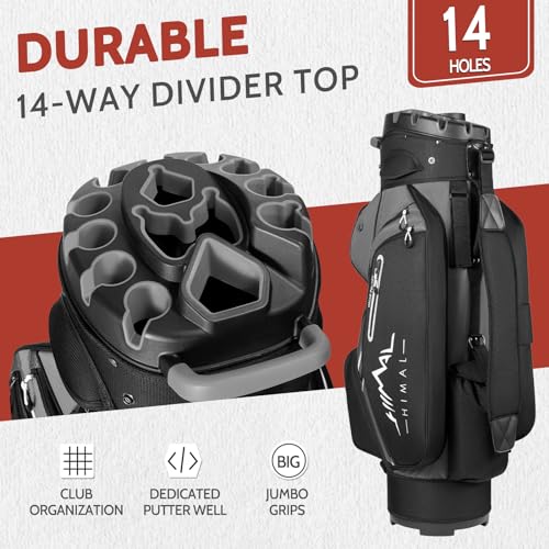 UNIHIMAL 14-WAY GOLF CART BAG PRO WITH FULL LENGTH DIVIDER TOP - GRAY - Like New