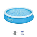 BESTWAY FAST SET 12' X 30" ROUND INFLATABLE RING POOL PUMP 57275 - BLUE - Like New