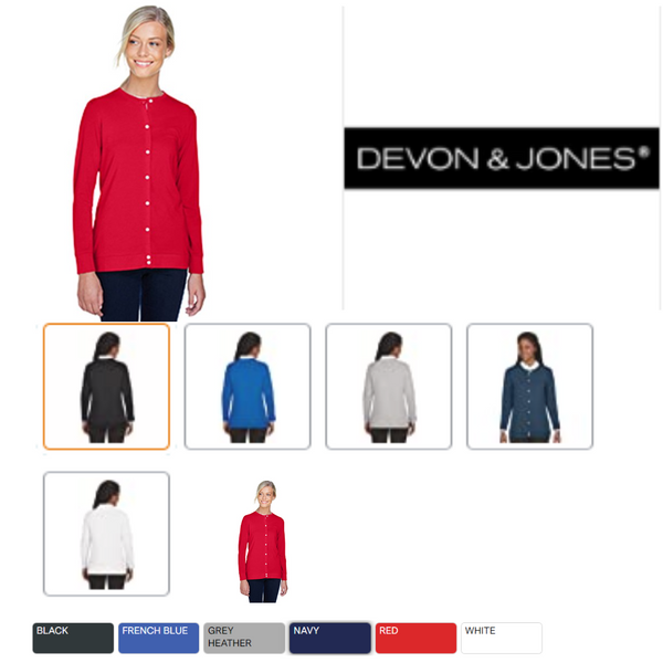 DP181W Devon & Jones Ladies' Perfect Fit Ribbon Cardigan - Brand New