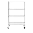 72 IN. H X 48 IN. W X 18 IN. D NSF 4-TIER WIRE SHELVING RACK WHEELS - CHROME - Like New