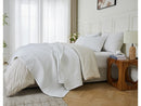 CALLIE COLLECTION 3-PIECE CALLIE SEERSUCKER TEXTURED QUILT & SHAM SET - WHITE - Brand New
