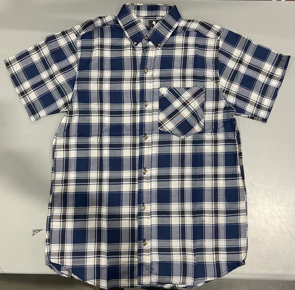 BLACK HORSE MEN'S WOVEN PLAID SHIRT - MENS SMALL - BLUE/LIGHT BLUE/WHITE/YELLOW - Brand New