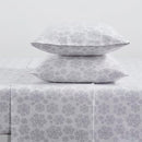 Tahari Home Full Sheets, 4-Piece Cotton Flannel Bedding, Snowflake Silver - FULL - Like New