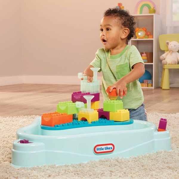 LITTLE TIKES BUILD AND SPLASH DELUXE WATER TABLE WITH BLOCK SET - 50PC - MULTI - Like New
