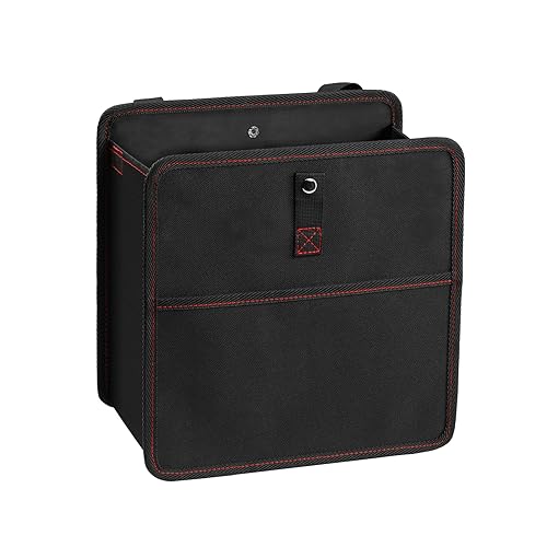 YSSOA FOLDABLE CAR TRASH CAN WITH STORAGE POCKETS CAR GARBAGE CAN BLACK - Like New