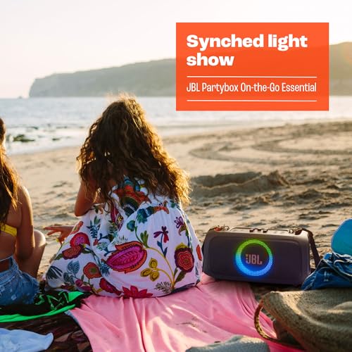 JBL PARTYBOX ON-THE-GO ESSENTIAL PORTABLE PARTY SPEAKER BUILT-IN LIGHTS - BLACK - Like New