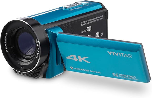 Vivitar 4K Camcorder Ultra HD Lens Recording 56MP 13MP DVR48K - BLUE Like New