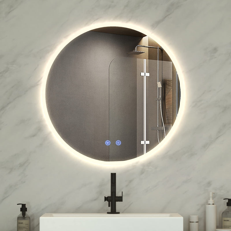 VLSRKA 24" ROUND BATHROOM LED LIGHTED MIRROR WALL MOUNTED - WHITE - Like New