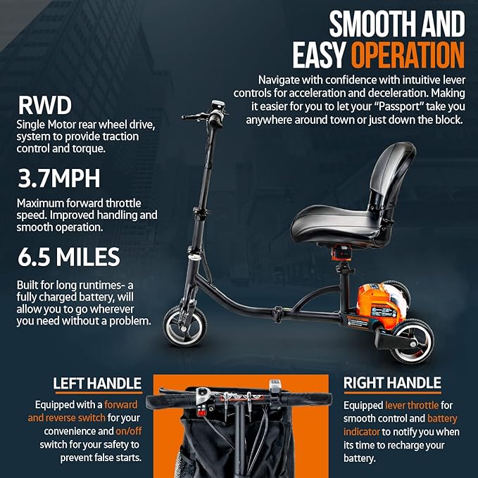 SuperHandy 3 Wheel Mobility Scooter Electric Powered Lightest - Scratch & Dent