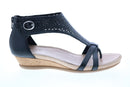 EARTH PISA OLEA CALF LEATHER WOMENS ZIPPER STRAP SANDALS SHOES - 9.5 - BLACK - Like New