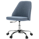 Armless Office Chair with Wheels, Adjustable Lumbar Support (Blue) - Brand New