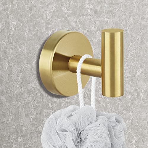 HOMAGIC TOWEL HOOKS BATHROOM COAT HOOK ROBE HOOK STAINLESS HEAVY DUTY - GOLD - Like New