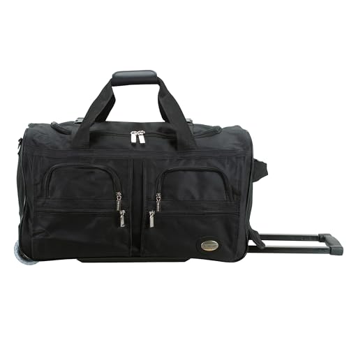 ROCKLAND ROLLING DUFFEL BAG 22" PRD322 - BLACK - Brand New