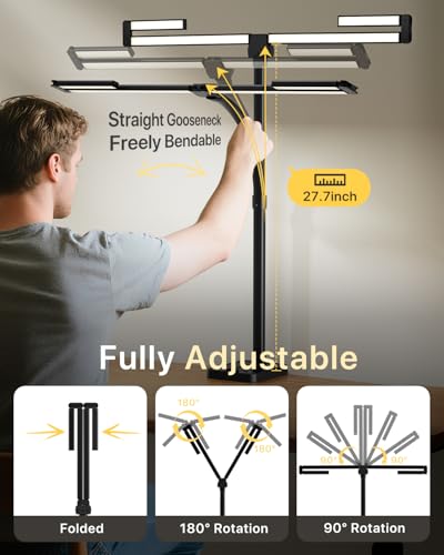 ONEMIX 42" LED DESK LAMP CLAMP ARCHITECT DESK REMOTE 4-SEGMENT 1800LM - BLACK - Like New