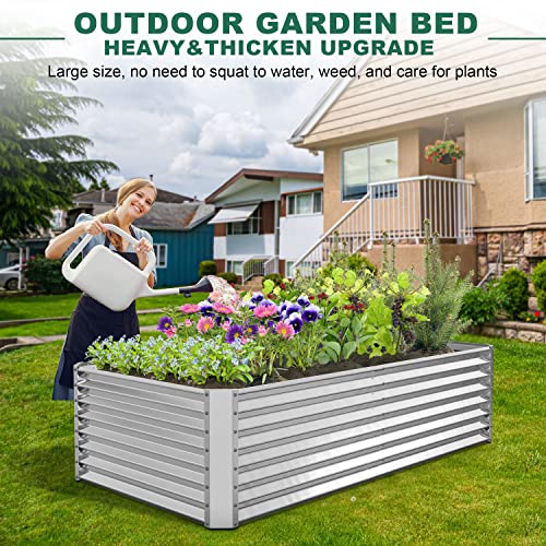 FRIZIONE 8x4x2ft Galvanized Metal Raised Garden Bed for Vegetables - SILVER - Like New