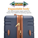 Miami Carry On Brickell 3 Piece Expandable Retro Spinner Luggage Set, Navy - Brand New