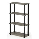 FURINNO TURN-S-TUBE STORAGE SHELVES,4-TIER BOOK SHELF, FRENCH OAK GRAY/BLACK - Like New