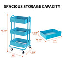 DESIGNA 3 Tier Metal Rolling Cart Heavy Duty Storage Utility Cart B0758TGQ1M - Brand New