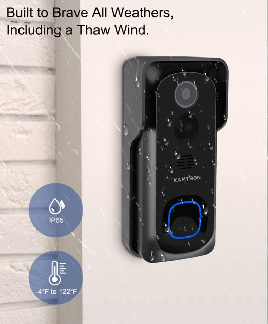 Kamtron Smart Home Video Doorbell 1080P 32GB BLACK BELL-J1 - Scratch & Dent