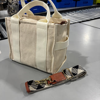 UNIVERSAL THREAD GOODS TOTE BAG WITH STRAPS- ONE SIZE - CREAM - Like New