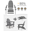 PXZEE FOLDING HDPE ADIRONDACK CHAIR OUTDOOR PATIO - GRAY - Like New