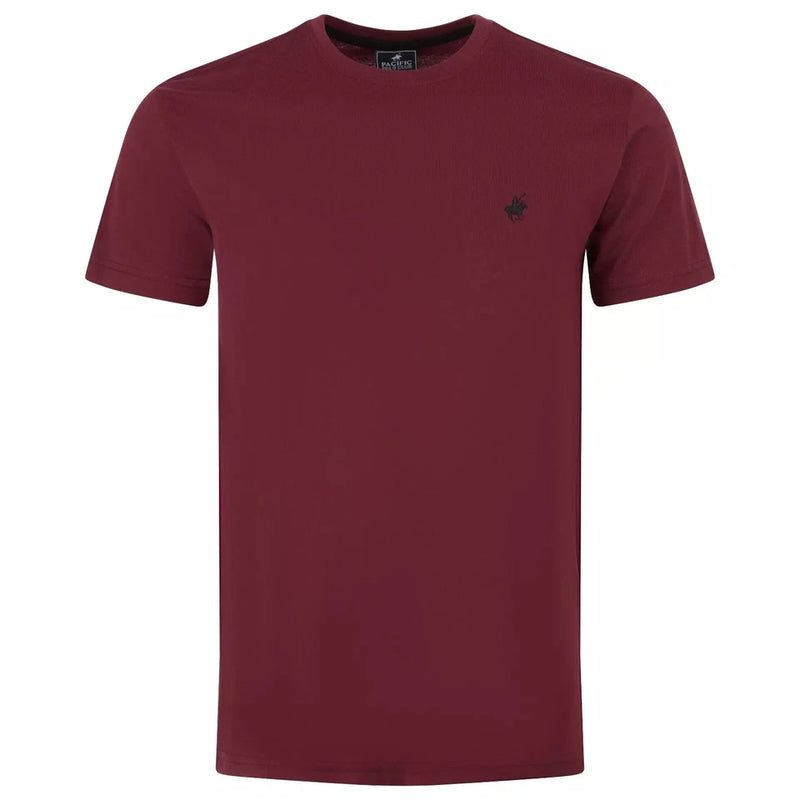 PACIFIC POLO CLUB MENS TSHIRT 100% COTTON - SIZE: MEN XL - BURGUNDY - Brand New