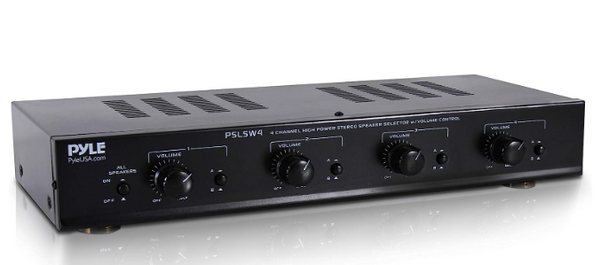 PYLE PSLSW4 4-Channel Audio Speaker Amplifier Receiver System - Black Like New