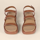 AEWM84666 AMAZON ESSENTIALS WOMEN'S STRAPPY FLATFORM SANDALS TAN SIZE 9 - Like New